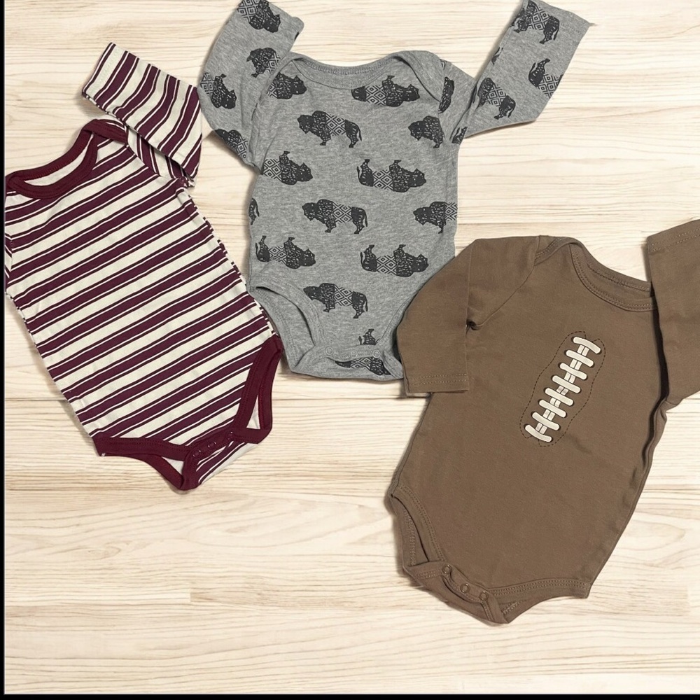 Cozy Striped,Animal Print, and Football Design Baby Bodysuit Set